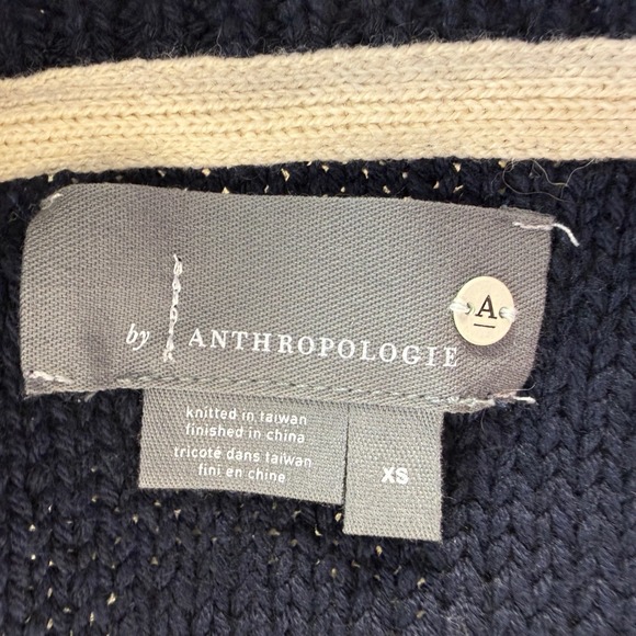 Anthropologie Anchors Away cable-knit cardigan Womens XS Navy Nautical Sweater - Picture 9 of 10